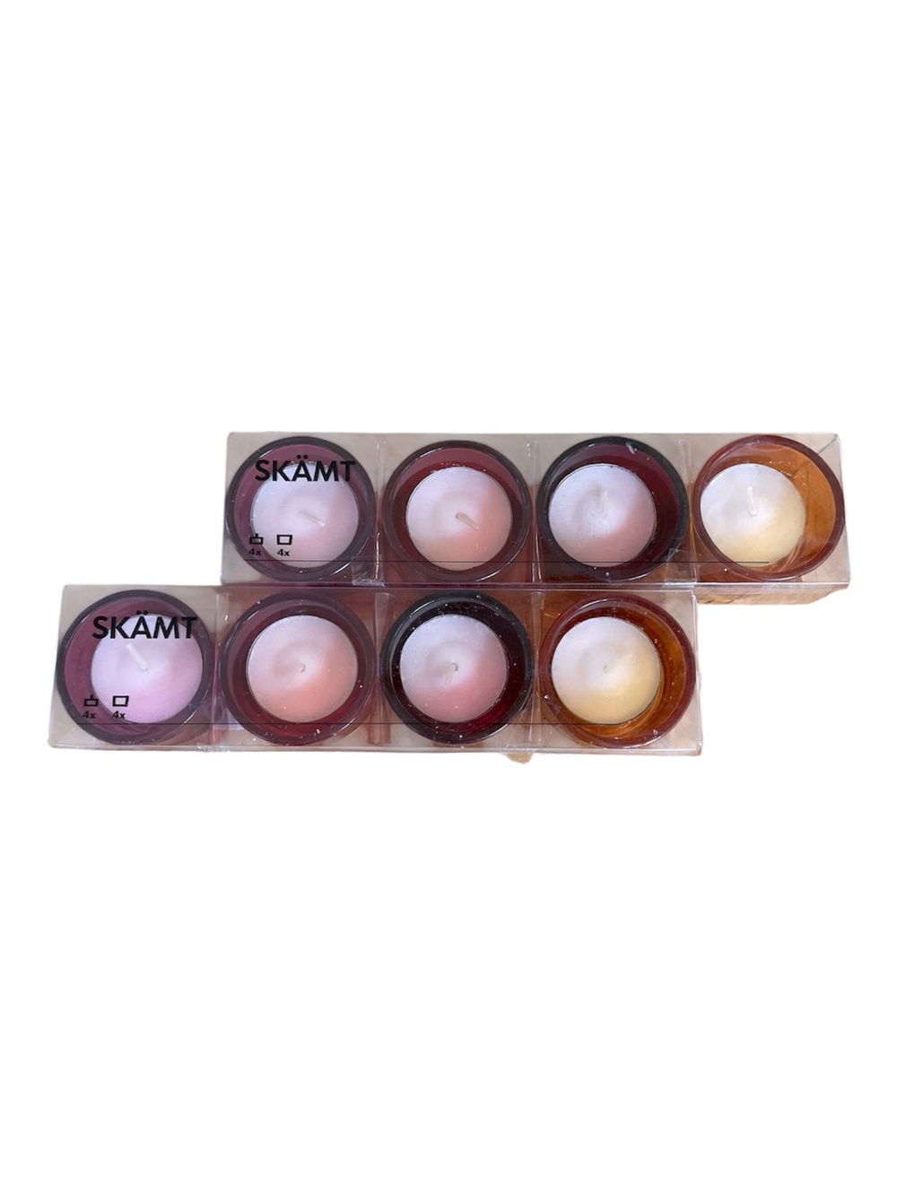IKEA SKÄMT Pastel Tea Light Candles in Pink, Red and Orange - 8